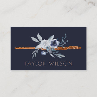 Visite florale bleu poussiéreux professeur carte de visit