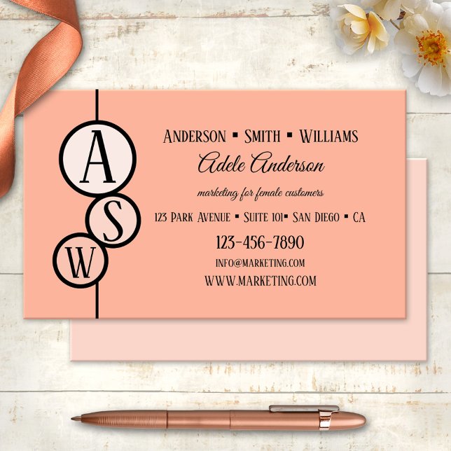 Visite Formes personnalisées Coral rose Modèle Carte de v (Fully personalized business card template targeted at a female clientele, marketing, beauty)