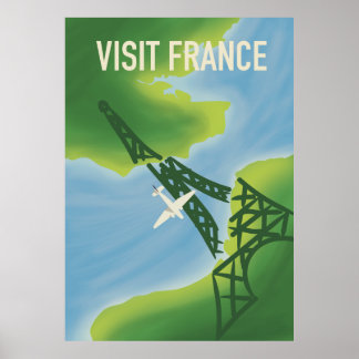 Visite France affiche de voyage de style vintage