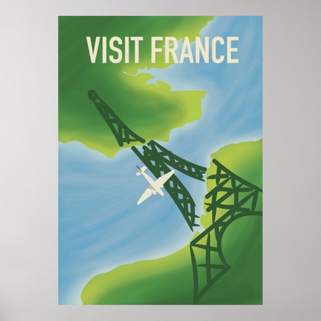 Visite France affiche de voyage de style vintage (Devant)
