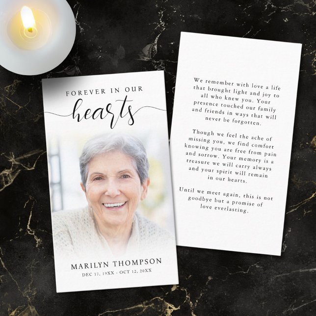 Visite Funérailles Forever Hearts Script Carte de prière  (Créateur téléchargé)