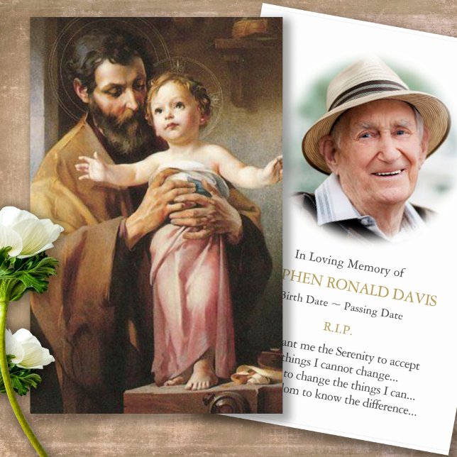 Visite Funérailles St Joseph Memorial Prayer Cartes de Sy (catholic, religious, celebration of life, in loving memory of, prayer cards for bereavement)