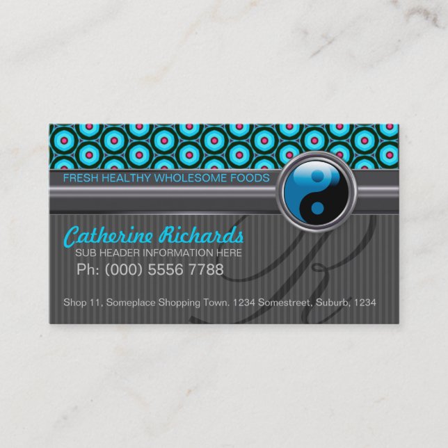 Visite Funky Aqua Design Argent Style Café Carte de visit (Devant)