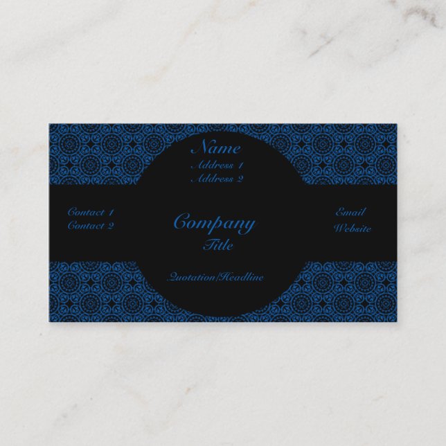 Visite Funky Elegance Carte de visite, Bleu (Devant)