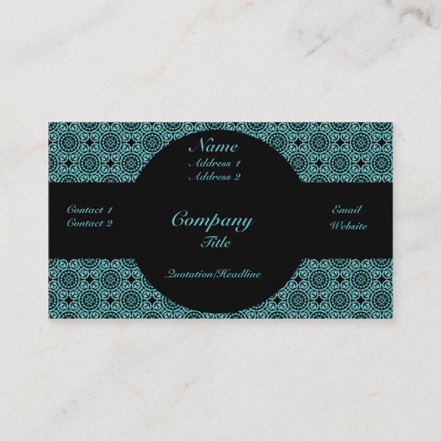 Visite Funky Elegance Carte de visite, Turquoise (Devant)