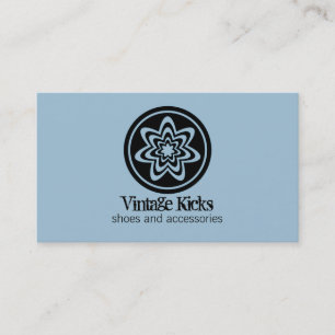 Visite Funky Retro Bloom Carte de visite, Bleu clair