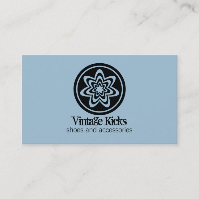 Visite Funky Retro Bloom Carte de visite, Bleu clair (Devant)