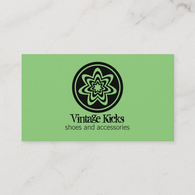 Visite Funky Retro Bloom Carte de visite, Kelly Green (Devant)
