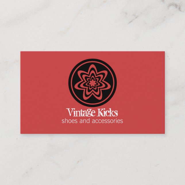 Visite Funky Retro Bloom Carte de visite, Rouge (Devant)