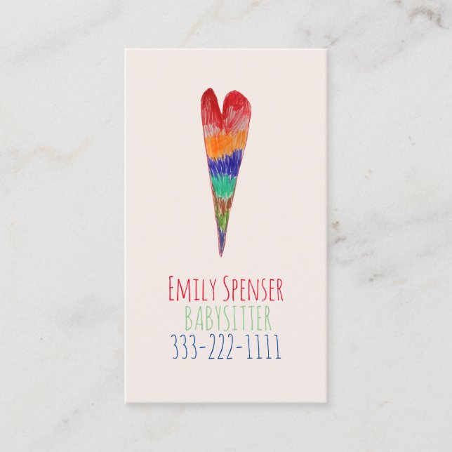 Visite Garde d'enfants et garde d'enfants Carte de coeur  (Devant)