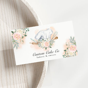 Visite Gâteau Casquette du Chef Aquarelle + Carte de visi