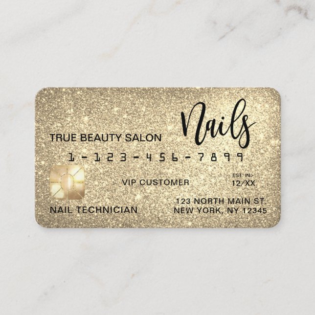 Visite Glam Sparkly Gold Parties scintillant Carte de cré (Devant)