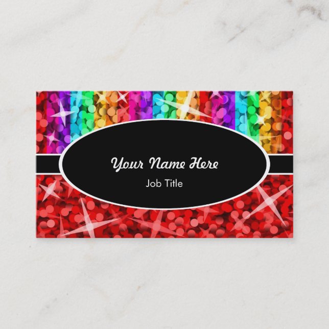 Visite Glitz Mix arc-en-ciel Rouge noir ovale carte de vi (Devant)