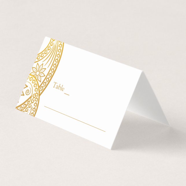 Visite Gold Paisley Carte de Mariage traditionnelle indie (Devant)
