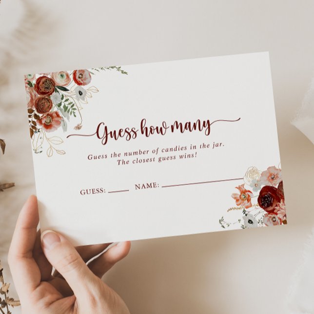 Visite Gold Rustic Floral Devinez Combien De Carte De Jeu (Créateur téléchargé)