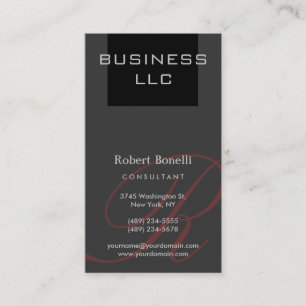 Visite Gray Monogramme Calligraphie Consultant Carte de v