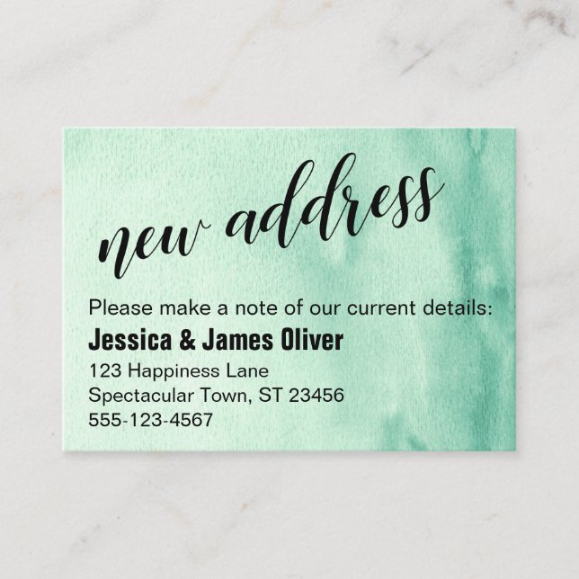 Visite Green Ombre Watercolor Nouvelle carte de document  (Devant)