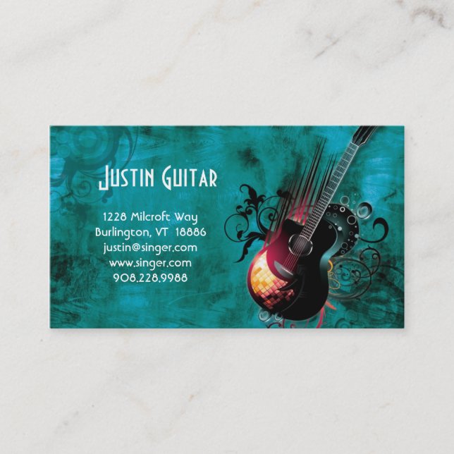 Visite Guitare DJ rouge de carte d'industrie musicale (Devant)