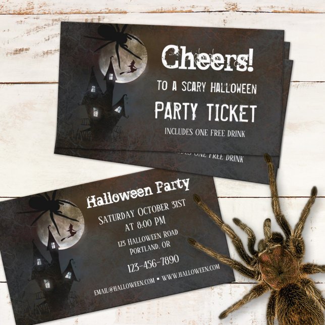 Visite Haunted House Halloween Party Billetterie Carte de (Créateur téléchargé)