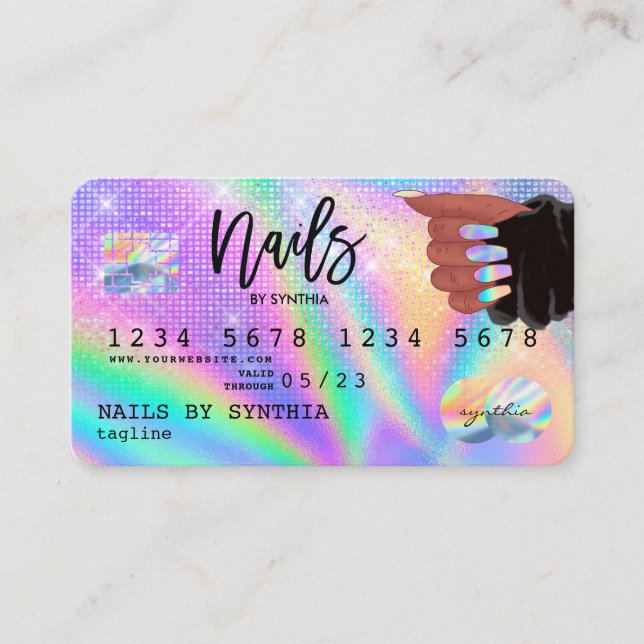 Visite Holographe Carte de crédit Nail Tech (Devant)