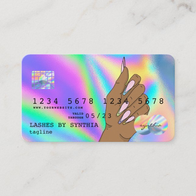 Visite Holographe Carte de crédit Nail Tech ajouter le lo (Devant)