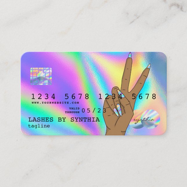 Visite Holographe Carte de crédit Nail Tech ajouter le lo (Devant)