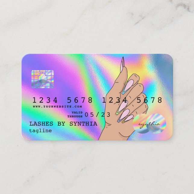 Visite Holographe Carte de crédit Nail Tech ajouter le lo (Devant)