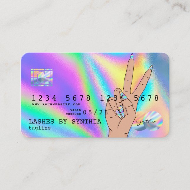 Visite Holographe Carte de crédit Nail Tech ajouter le lo (Devant)