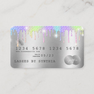 Visite Holographe Silver Unicorn Lash de carte de crédit 