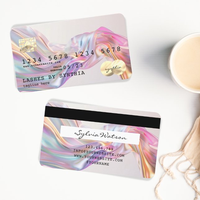 Visite Holographique Chic Moderne Style de carte de crédi (abstract unicorn rainbow credit card)