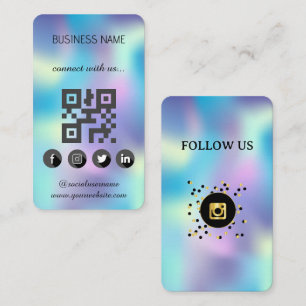 Visite Holographique -Médias sociaux QR Code Carte de vis