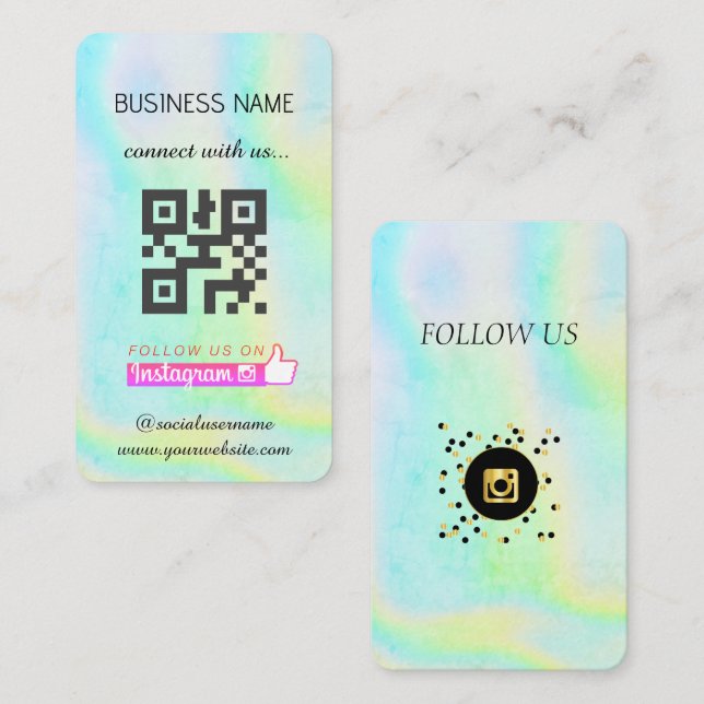 Visite Holographique -Médias sociaux QR Code Carte de vis (Devant / Derrière)