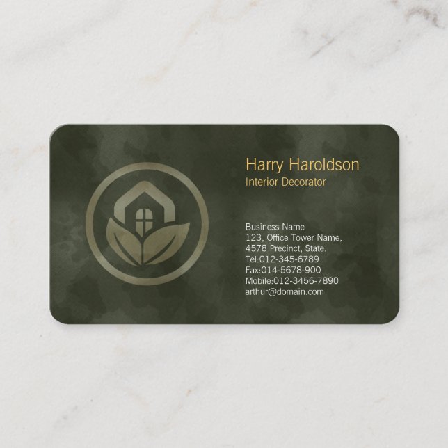 Visite Icône Leaf House Décorateur intérieur Carte de vis (Devant)