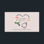 Visite Infirmière soignante Floral Stethoscope Carte de v<br><div class="desc">Un élégant stéthoscope floral gai en rose poussiéreux, infirmière, soignant, ou aide sanitaire à domicile carte de visite moderne pour les soins aux personnes handicapées, ou adultes âgés. La face arrière de la carte a une couleur rose pâle et poussiéreuse pour compléter le floral. Une carte joyeuse, sereine et invitante...</div>
