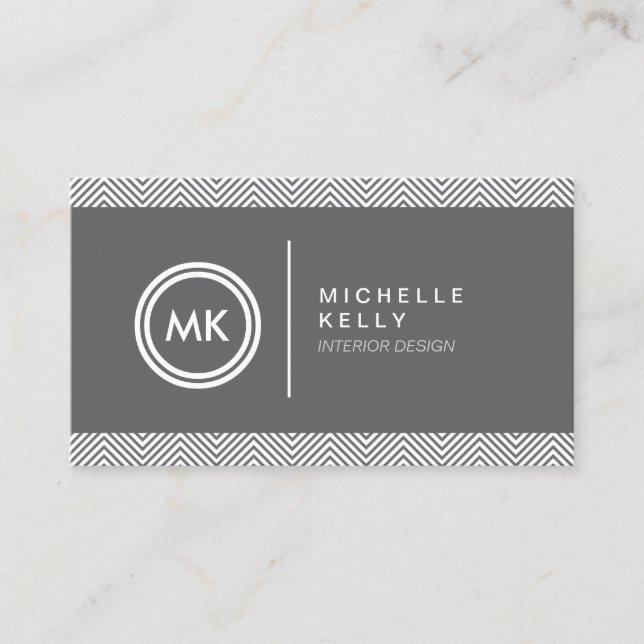 Visite INITIALES LOGO avec CHEVRON MOTIF 2 Carte de visit (Devant)