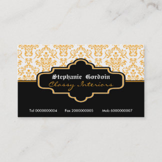 Visite Intérieurs damassés noir orange blanc carte de vis