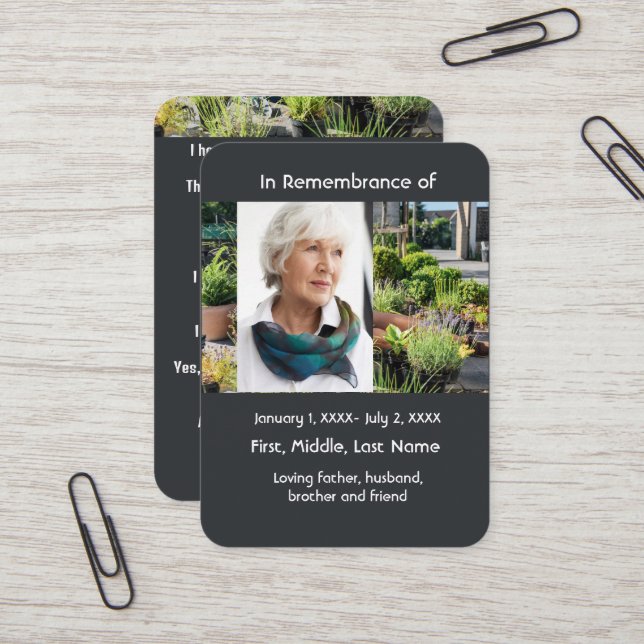 Visite Jardin Jardin de jardinage de carte Memorial (Devant/Arrière en situation)