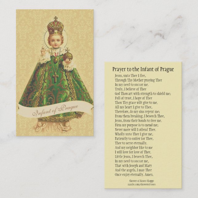 Visite Jésus infantile miraculeux de carte sainte de (Devant / Derrière)