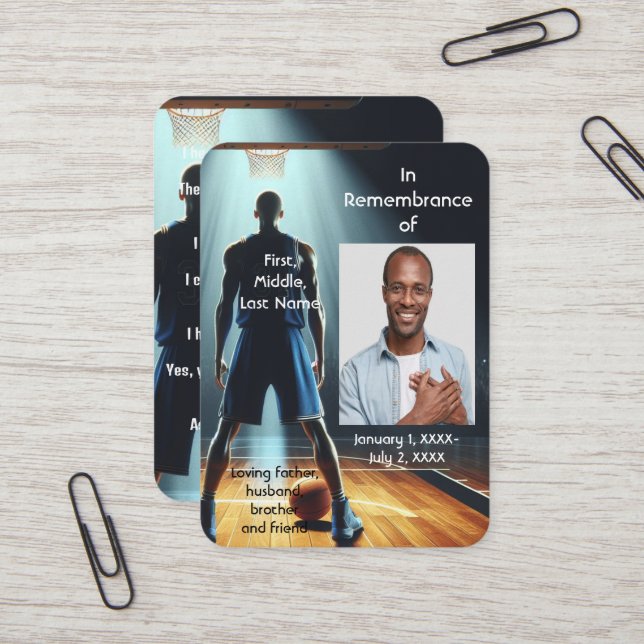 Visite Jeu de basket-ball de carte de poche Memorial (Devant/Arrière en situation)