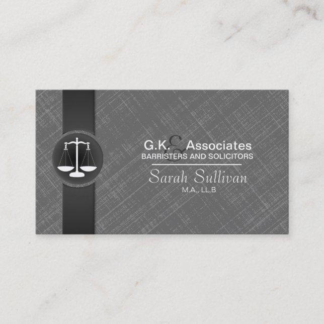 Visite Justice élégante noire grise d'échelle de carte de (Devant)