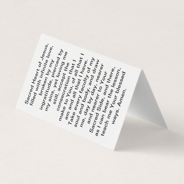 Visite La consécration à la carte de prière du Sacré-Coeu (Dos)