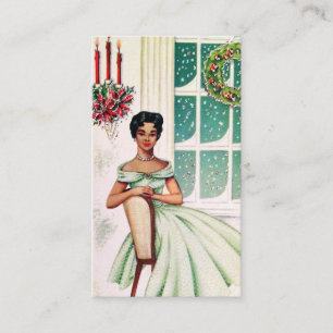 Visite La rétro dame vintage de Noël ajoutent la carte