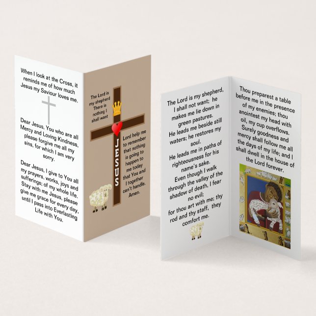 Visite Le Seigneur est ma carte de prière de berger (Intérieur et extérieur)