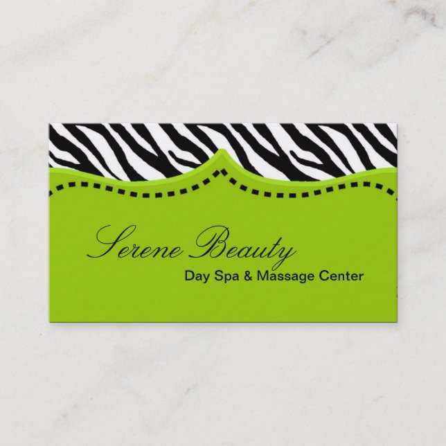 Visite Lime Gree Zebra Imprimer Motif animal Carte de vis (Devant)