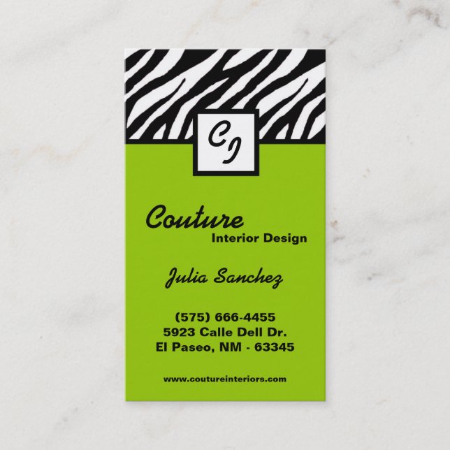 Visite Lime Zebra Imprimer Personnaliser le Carte de visi (Devant)