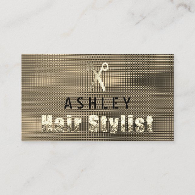 Visite Liste de cheveux Salon Sepia Gold Carte de rendez- (Devant)