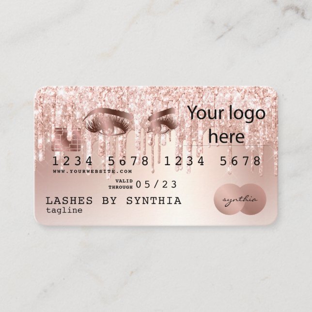 Visite Logo ADD Rose Gold Long Lashes par carte de crédit (Devant)