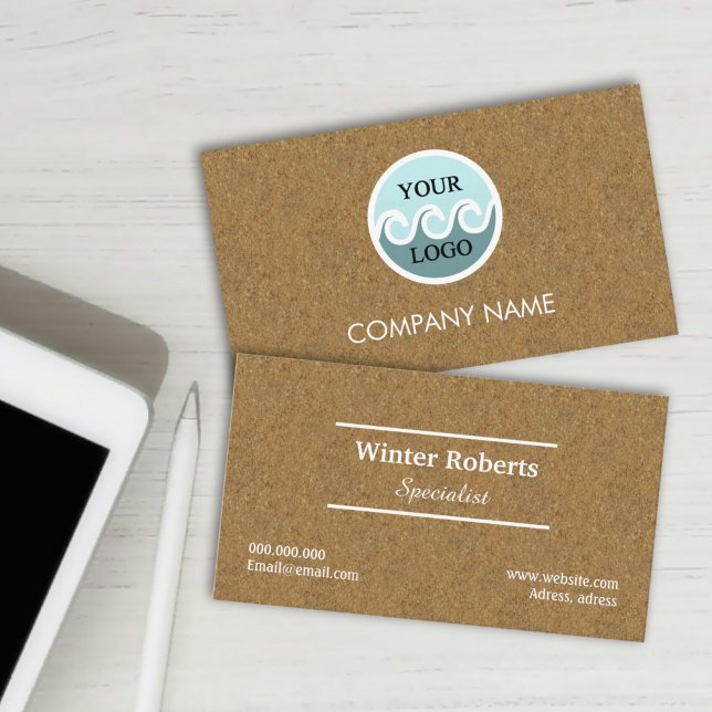 Visite Logo carte de visite, professionnel kraft en bois (Chic design, business card with logo company, kraft business card)