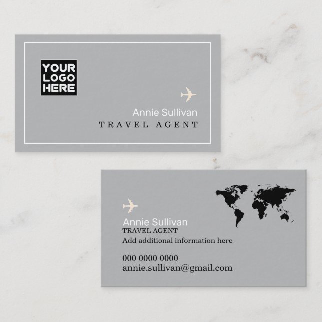 Visite Logo d'agent de voyage carte du monde (Devant / Derrière)
