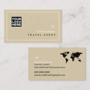 Visite Logo d'agent de voyages Avion Carte du monde Beige